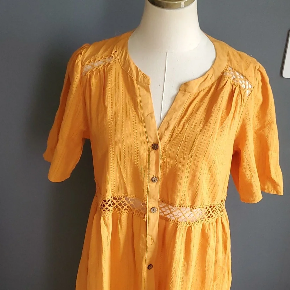 Knox Rose woman's orange buttondown dress size M - Picture 3 of 14